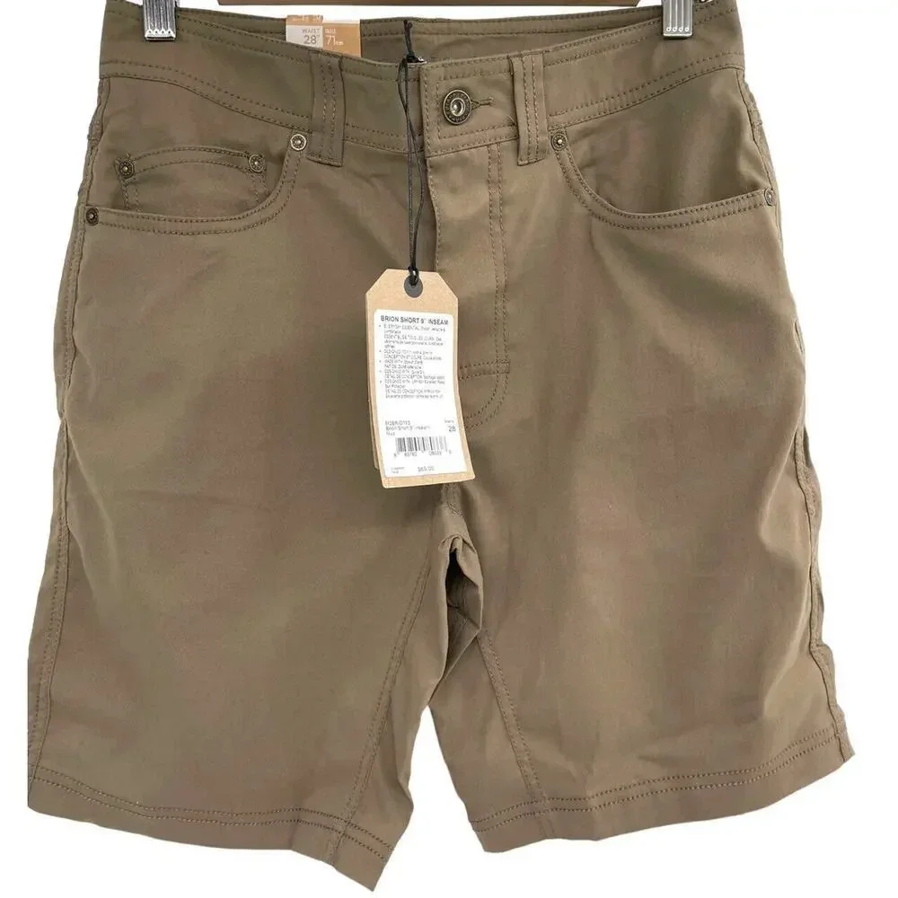 Prana Men's Shorts Stretch Brion Size 28 Dark Brown Quick Dry 9" length UPF 50 - Picture 2 of 8